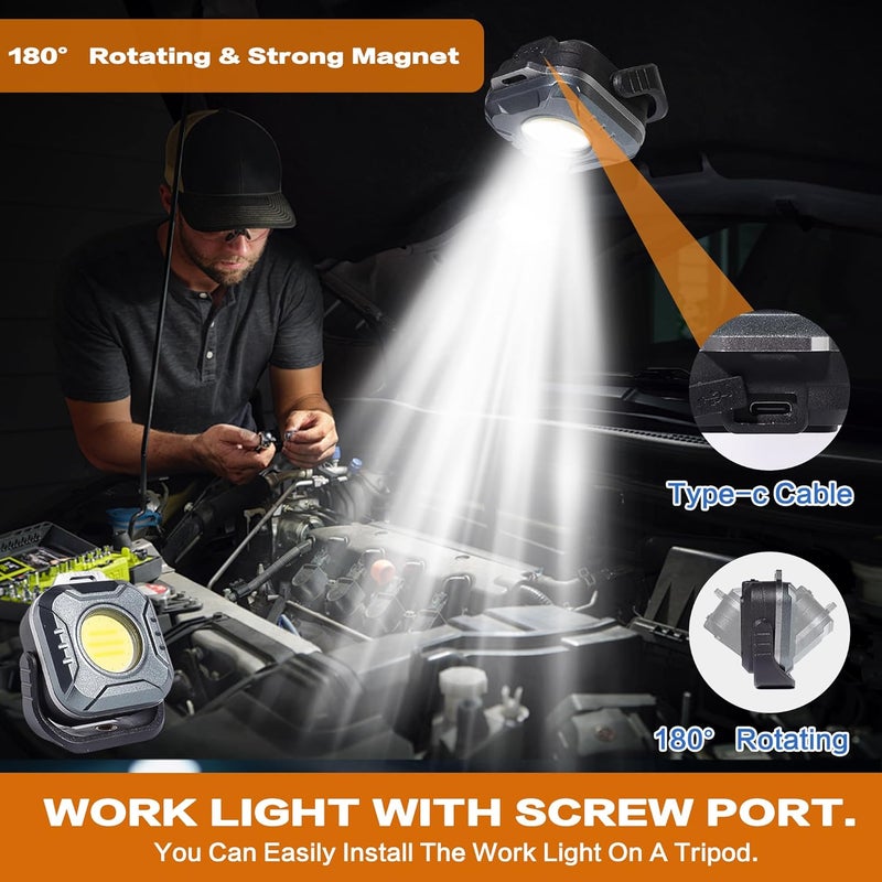 Kunhe 4 Pack Christmas Stocking Stuffers Gifts for Men Adults Him Dad Mini 500 Lumens 1200 MAh Magnetic Led Work Light Rechargeable for Car Repairing Emergency Light - Image 5